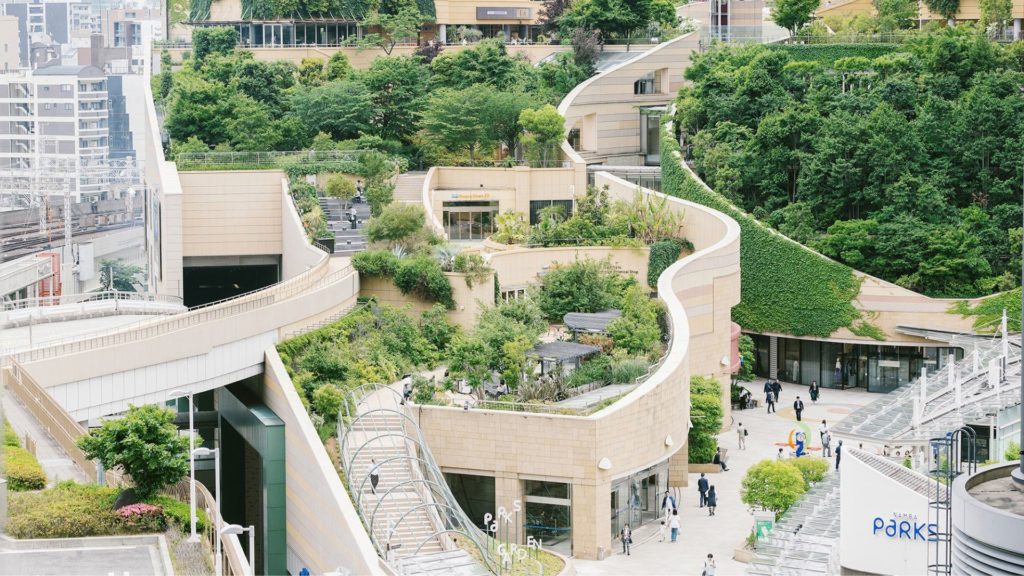 なんばパークスの屋上庭園を上から見るパターン１