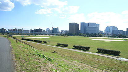 蒲田多摩川土手　景観